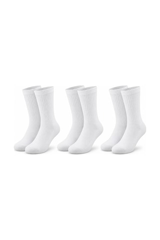 Teorastore Unisex Beyaz Soket Çorap 3'lü Set Pamuk Dikişsiz Burun Takviyeli Esnek Günlük Spor Çorabı Konfor
