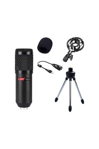 Lastvoice BM800 Full Black Stüdyo Twitch Yayıncı Mikrofonu (Mini Tripod + 7.1)