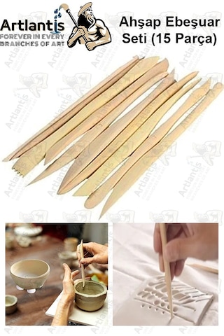 Ebeşuar Seti 15 Li 20 Cm 1 Paket Ahşap Modelaj Modelleme Aletleri Seramik Kil Ve Heykel Modelaj Kalemi