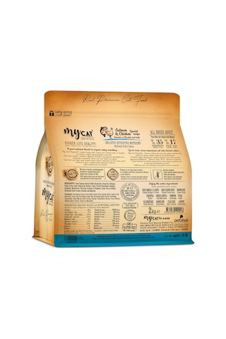 Mycat Az Tahıllı Somon Balıklı ve Tavuk Etli Yetişkin Kedi Maması 2 KG