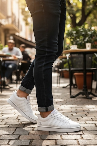 Enoch Court 3.0 Model Üç Bant Detaylı Ve Kontrast Tabanlı Erkek Casual Sneaker Beyaz