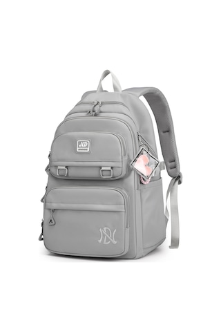 Tenfowee Kadınlar İçin Vintage Desenli Nylon Sırt Çantası - 15.6" Laptop Bölmesi, Omuz Baskısı Azaltıcı Kemerler, Yan Cep Ve Organizer Bölmeli - Açık Gri Çok Renkli