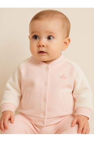 Kız Bebek Pamuklu Organik Bomber Ceket-16176 Çok Renkli