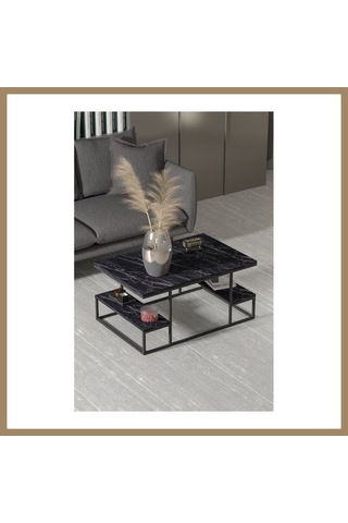 Kahveci.store Deluxe Raflı Orta Sehpa Siyah 22