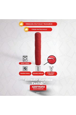 Xpermate Sarılma Yastığı Bacak Arası Yastığı Silindir 150cm Kırmı