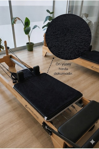 Kaymaz Silikon Tabanlı, Reformer Pilates Havlusu, Ter Emici Bambu Pilates Mat Havlu-siyah Sıyah