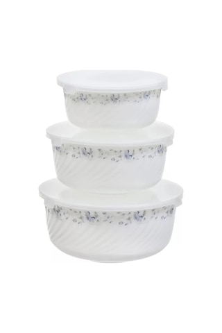 Daniks 3'lü Kapaklı Cam Seramik Salata Kasesi Seti, Eden 225919315 Beyaz