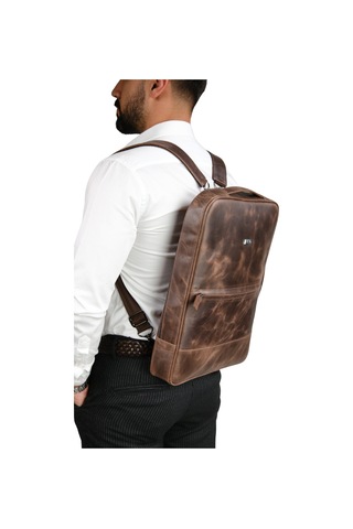 Mft Leather Hakiki Deri Unisex Sırt Çantası - Napoli 4212 Tiguan Kahve