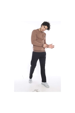 Escetic Erkek Spor Sütlü Kahve Kışlık Sweatshirt Takım, 3 İplik (İçi Şard Sütlü Kahverengi