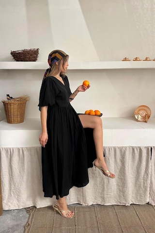 De'charme Siyah Müslin Uzun Elbise