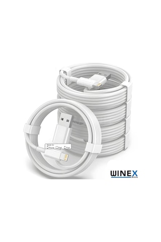 Winex 5 Adet 3a 45w Usba To Lightning 1m Hızlı Şarj Kablosu Beyaz