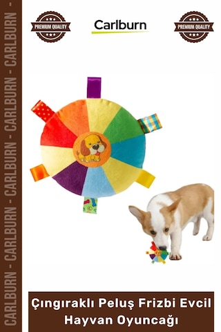 Petshop İnteraktif Sesli Isırma Çekiştirme Yumuşak Çıngıraklı Peluş Frizbi Evcil Hayvan Oyuncağı