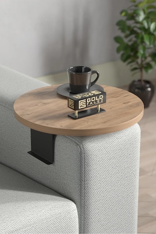 Yan Sehpa Ayarlanabilir Tepsi Dekoratif Tepsi Ceviz 2 Adet