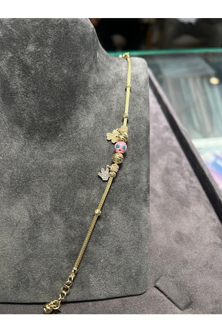 8 Gr Gram Yonca Şans Bileklik Künye Rose-sarı-yeşil-beyaz