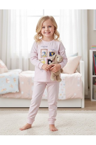 Kız Çocuk Pijama Takım St09547 Pembe