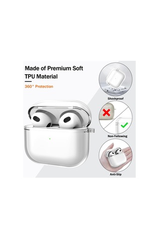 Mobaxaksesuar Apple Uyumlu AirPods 3. Nesil İle Kılıf Kristal Silikon Şeffaf Case Şeffaf