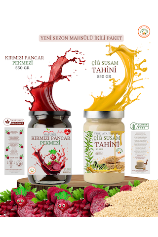 Naturel Kırmızı Pancar Pekmezi 550 Gr & Çiğ Susam Tahini 550 Gr