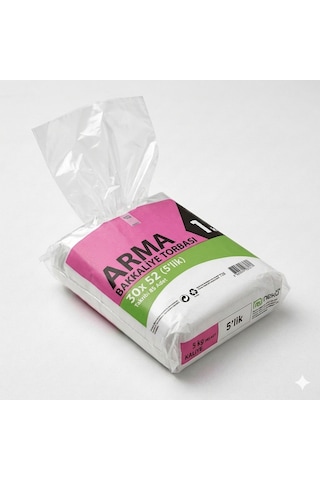 Arma Naksan Şeffaf Bakkaliye Şarküteri Bakliyat Şeker Torbası Poşeti 5'lik 1 KG 30 x 52 CM 85 Adet