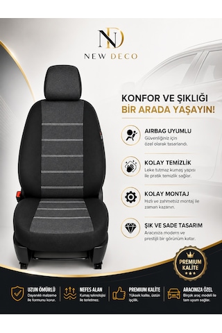 Renault Clio 4 Uyumlu Oto Koltuk Kılıfı Tam Set Airbag Uyumlu 4 Mevsim Cotfit Serisi