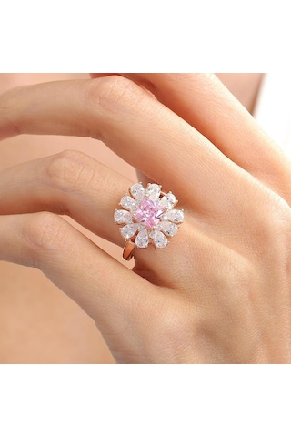 Mia Vento Effective Diamond Milano Rüyası Rose Renk Pink Taşlı Gümüş Yüzük
