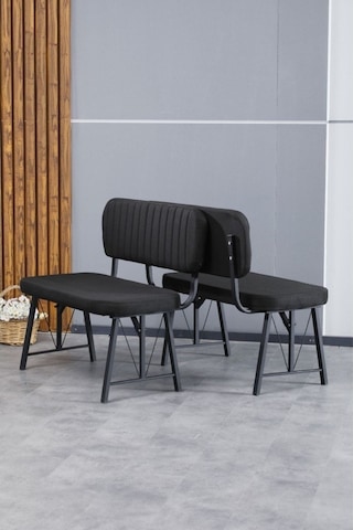 Hayat Serisi Mutfak, Yemek, Bahçe, Kafe, Modern Bench, Puf, 1 Adet - Siyah Siyah