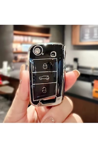 Skoda Kamiq Siyah-silver Anahtar Kılıfı