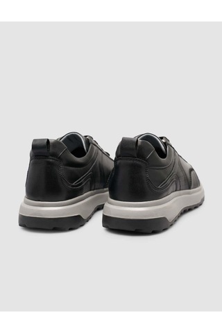 Hakiki Deri Bağıcıklı Siyah Erkek Sneaker Siyah