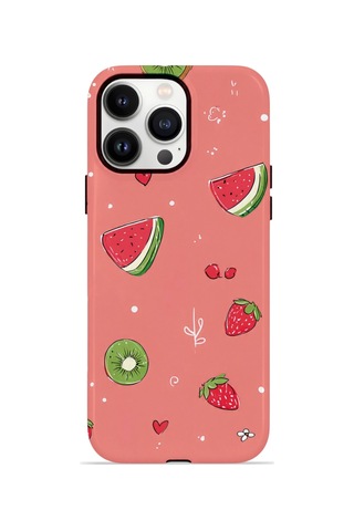 Apple iPhone Uyumlu 14 Pro Max Vorian Çift Katmanlı Magsafe Kılıf Summer Fruit Crush