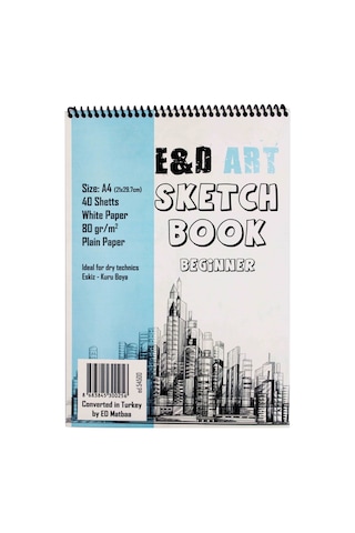 E&d Art Sketch Book Beginner A4 40yp 80gr Eskiz Çizim Defteri Üstten Spiralli / Ed.54500