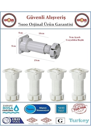 Plastik Mobilya Baza Ayağı - 10-15cm - Ayarlanabilir - 4 Adet Beyaz Plastik Mobilya Baza Ayağı - 10-15cm - Ayarlanabilir - 4 Adet Beyaz