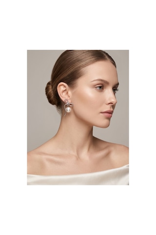 Pearl Ribbon Elegance Küpe Gümüş