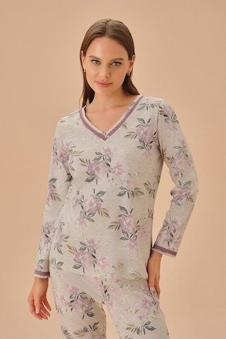 Suwen Carmen Pijama Takımı Sh251706601350 Bej Melanj