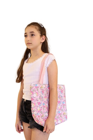 İcone Bag Desenli Kız Çocuk Plaj Çantası, Baskılı Çocuk Günlük Çanta Pembe
