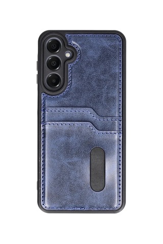 En-cag Samsung Galaxy A56 Uyumlu Kılıf Sara Kartvizitli Deri Kılıf - Lacivert Bss