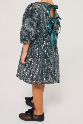 My Kids Wear Kız Çocuk Bayramlık Işıltılı Elbise 12533 Yeşil