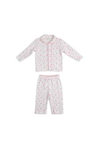 Üç Gül Ticaret Kız Bebek Kalpli Pijama Takımı Pembe