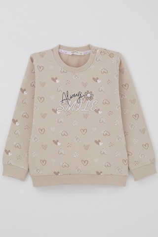 Breeze Kız Çocuk Sweatshirt Kalp Desenli Yazı Baskılı 1.5-5 Yaş, Bej Bej