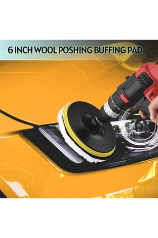 Suofeng 6 Parça 15,5 Cm Yün Cila Pedi Ve M14 Matkap Adaptörü İle Matkap Bağlantısı İçin Parlatma Pedleri