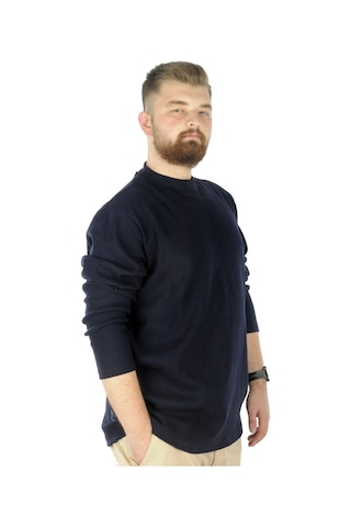 Mode Xl Büyük Beden Uzun Kol Yarım Balıkçı Kazak 22558 Lacivert 001