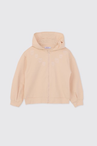 Panço Kız Çocuk Fermuarlı Somon Sweatshirt Pembe