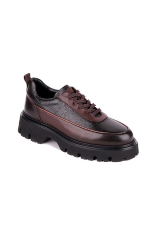 Shoetyle - Kahverengi Hakiki Deri Bağcıklı Erkek Günlük Ayakkabı 115-k534-1324 Kahve Rengi