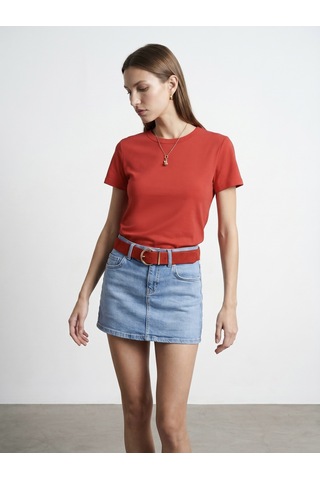 Dilvin 32779 Bisiklet Yaka T-shirt-kırmızı