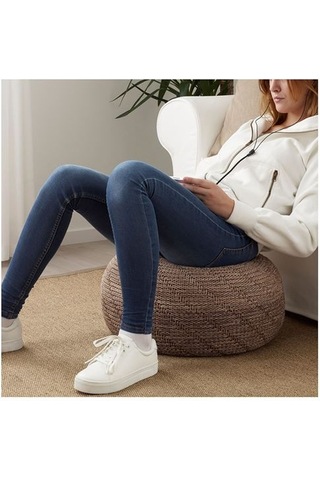 Puf 45 cm Bej Renk MeridyenDukkan Ev Dekorasyon Poliüretan Sünger