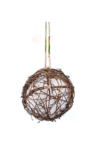 Neevoyu Doğal Rotang Ve Pamuk Kuş Yuvası, 10cm Kuş Oyuncakları, Kumaş Yeme Topu, Evcil Kuşlar İçin El Yapımı Asa Yuvası