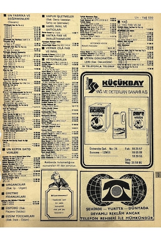 İzmir 1982-1983 Meslek Reklam İlanı Efemera S599