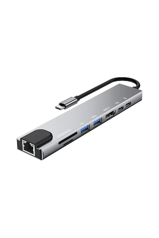 Taplın 8 In 1 Type C To Hdtv Çok Portlu Hub 4k Hdmı Pd Rj45 Usb 3.0 Sd Tf Çevirici Adaptör