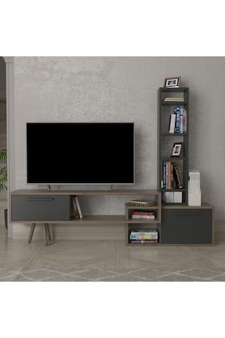 Lagomood Manzara Tv Ünitesi Tv Sehpası Antrasit Ceviz