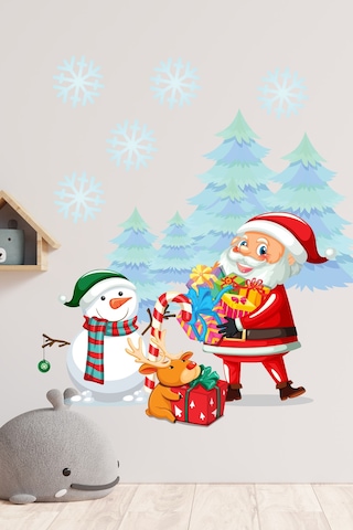 Crevidi Noel Baba Ve Sevimli Kardan Adam Çocuk Odası Stickeri