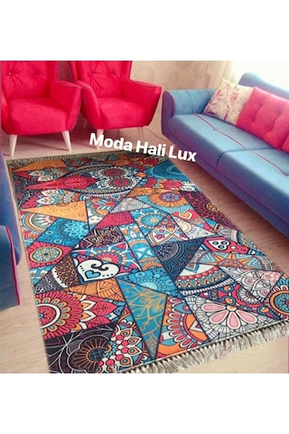 Çini Kaymaz Tabanlı Yıkanabilir Halı Kilim Yolluk