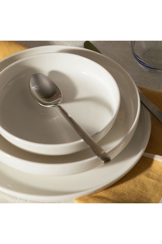 Mudo Home Ephesus Whıte Çukur Tabak Seti 22cm - 6lı Beyaz